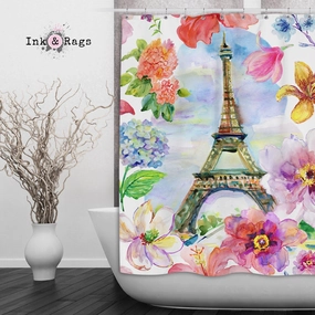 Paris in Spring Eiffel Tower Shower Curtains and Optional Bath Mats Lighting,Lamps Fixtures