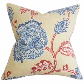 Parthenia Floral Euro Sham Red Blue pillowcases,cotton pillow covers,bed linen