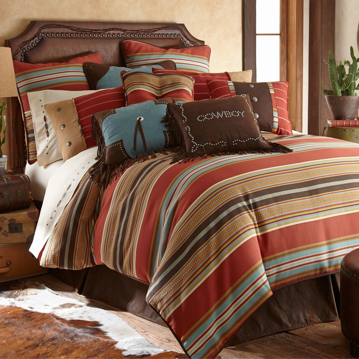 Paseo Road by HiEnd Accents Calhoun Faux Tooled Leather Euro Sham, 27"x27"