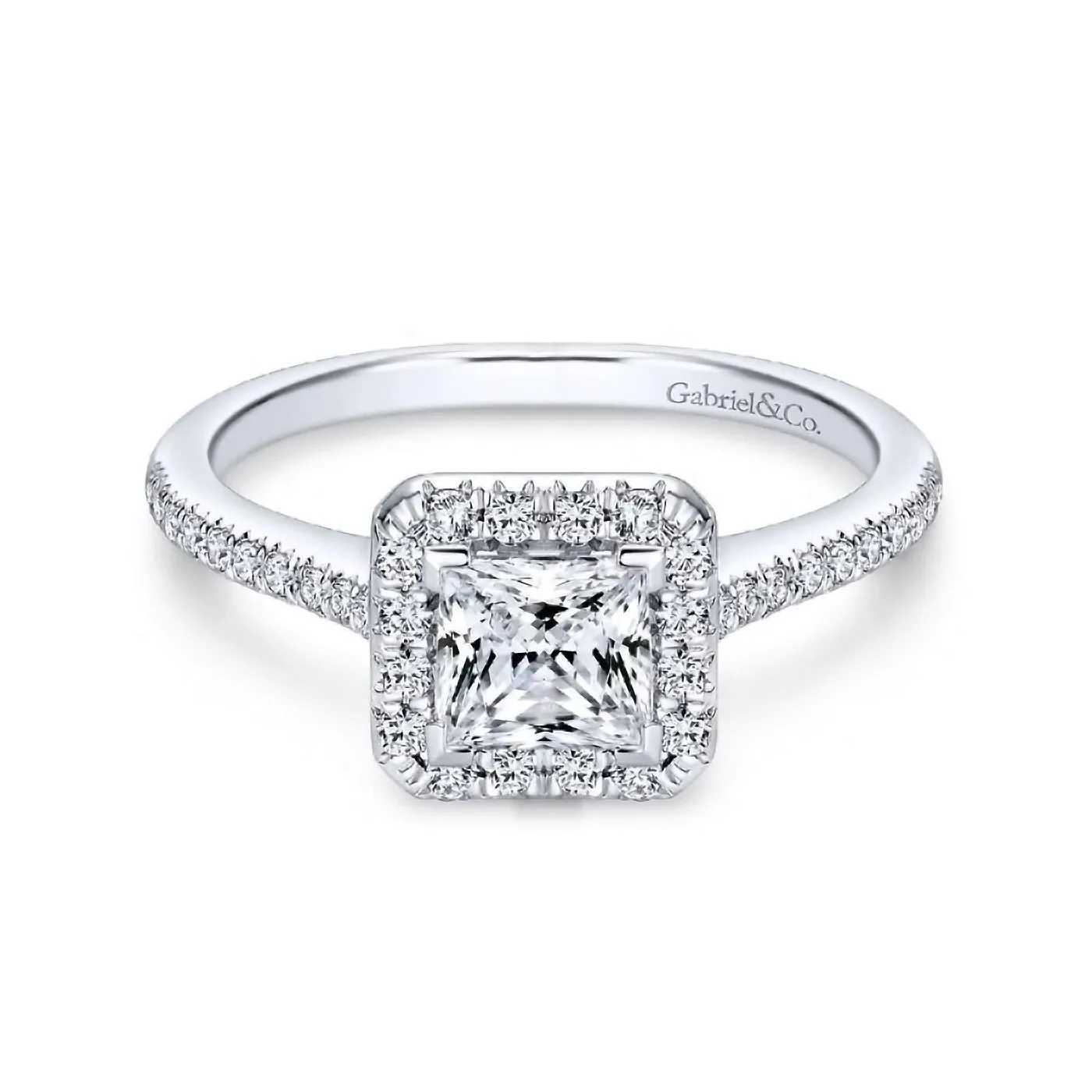 Patience - 14K White Gold Princess Halo Diamond Engagement Ring