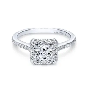 Patience - 14K White Gold Princess Halo Diamond Engagement Ring