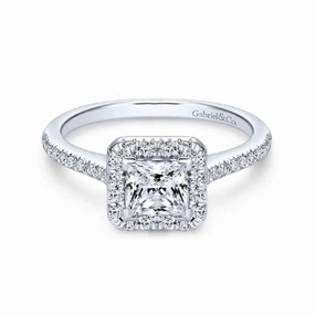 Patience - 14K White Gold Princess Halo Diamond Engagement Ring