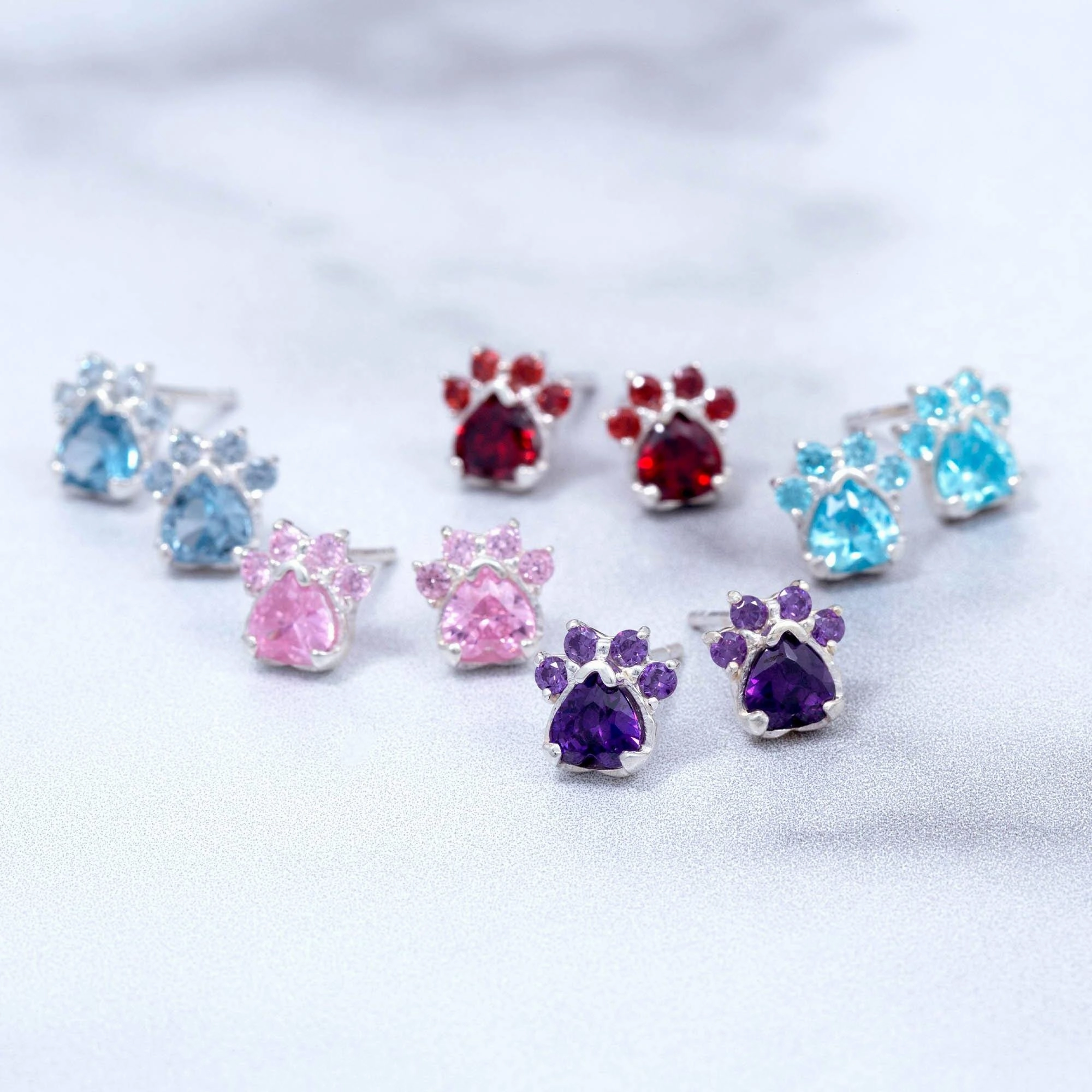 Paw Print Birthstone Earrings | Fair Trade