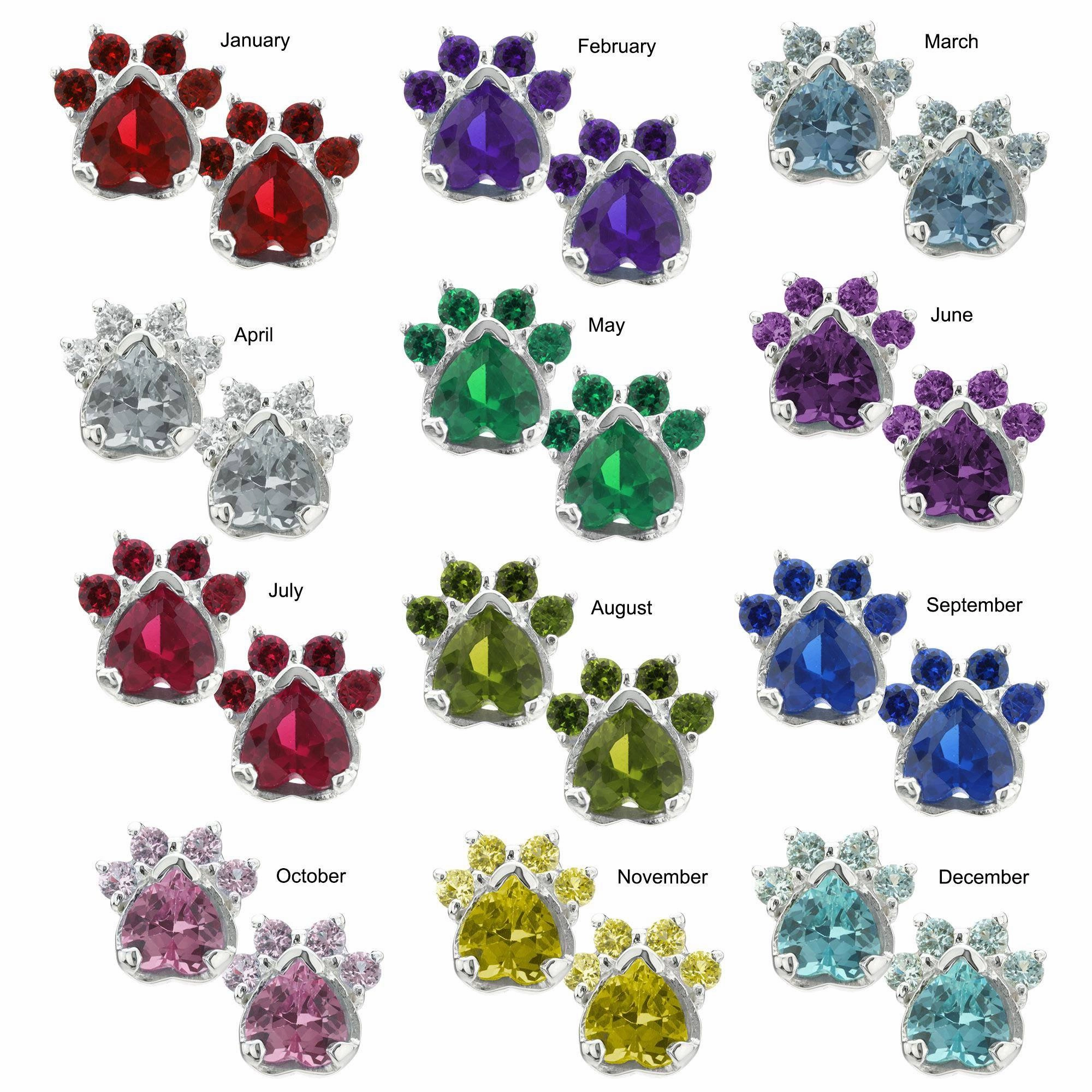 Paw Print Birthstone Earrings | Fair Trade