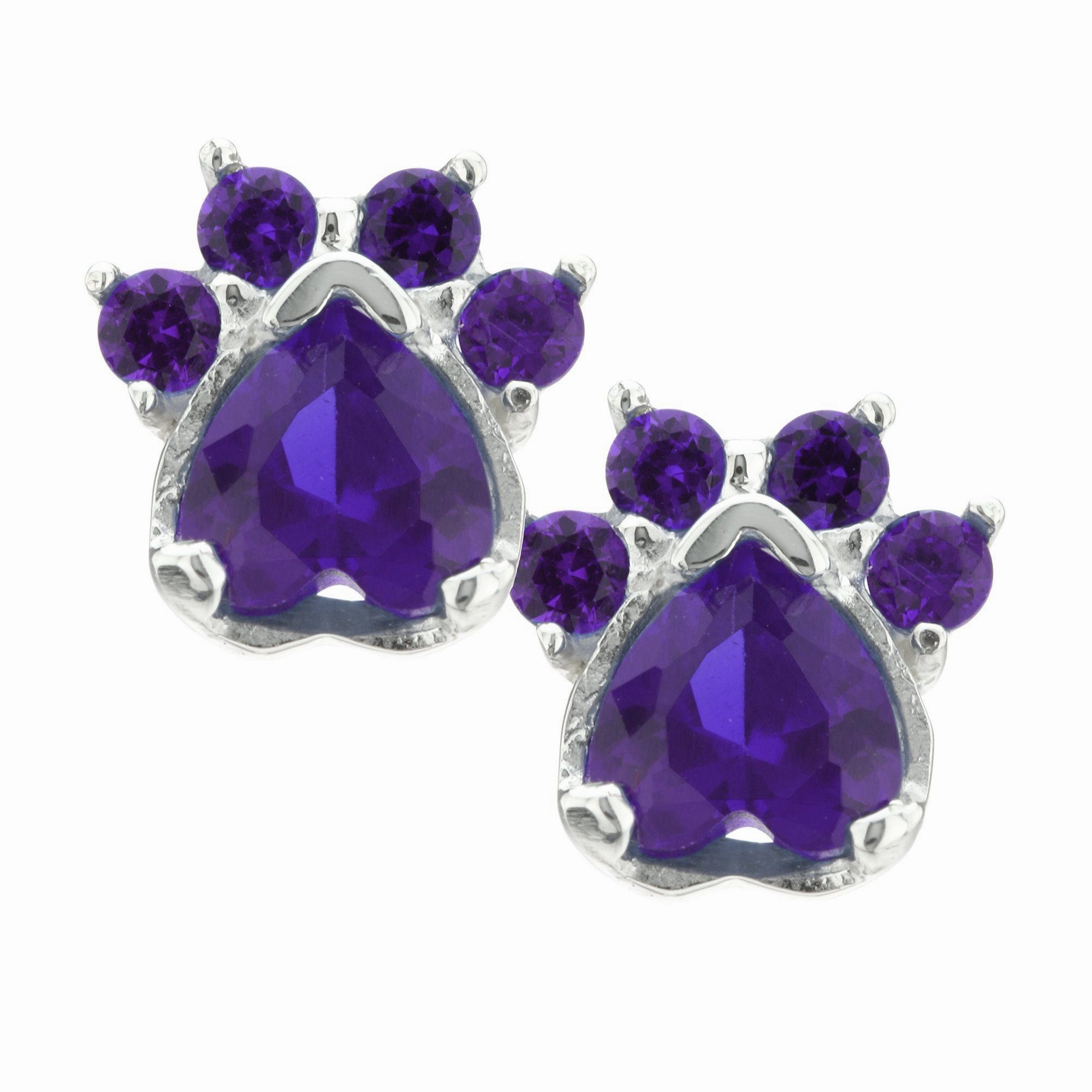 Paw Print Birthstone Earrings | Fair Trade