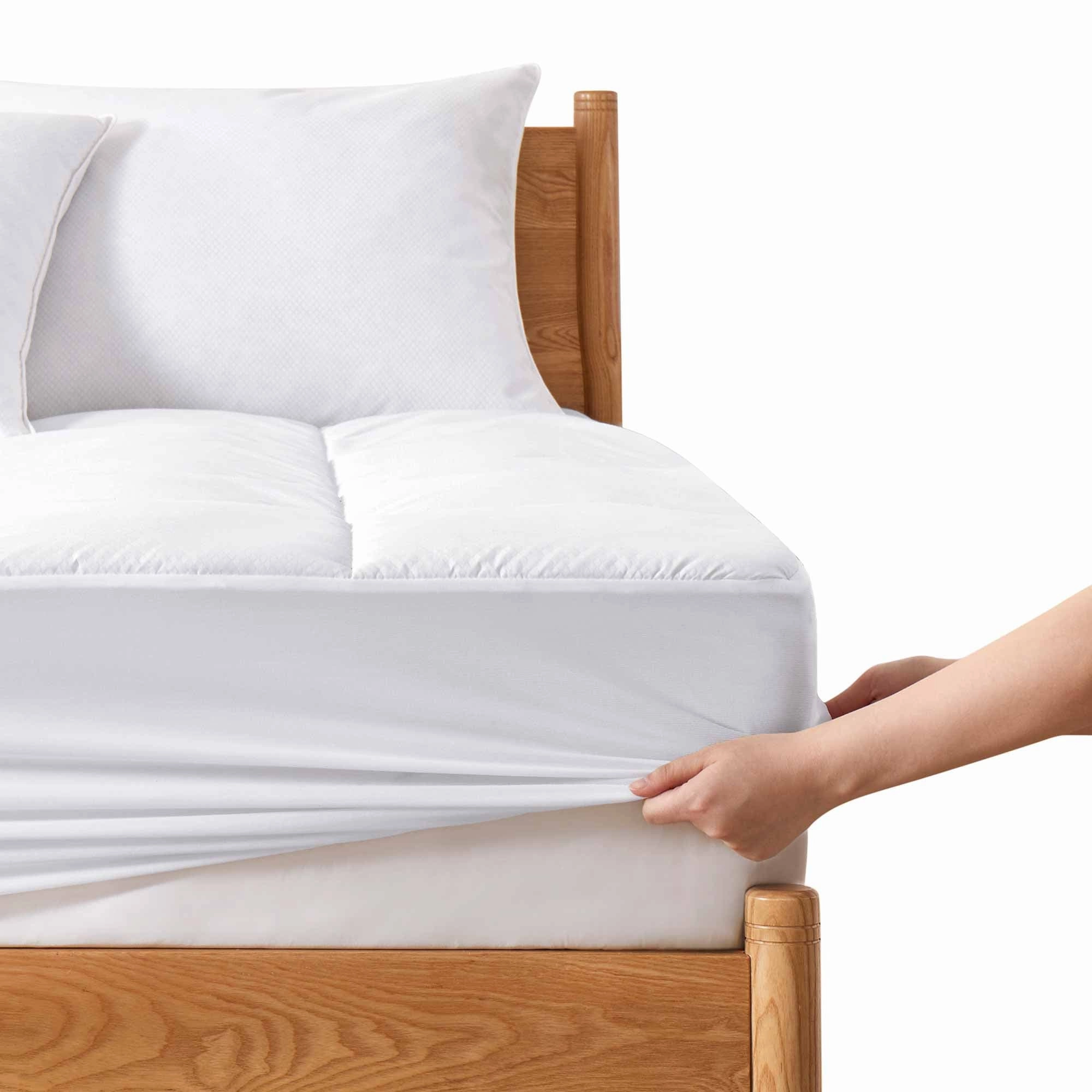 PCM Cool Touch Cooling White Mattress Pad & Protector with Elastic Deep Pocket