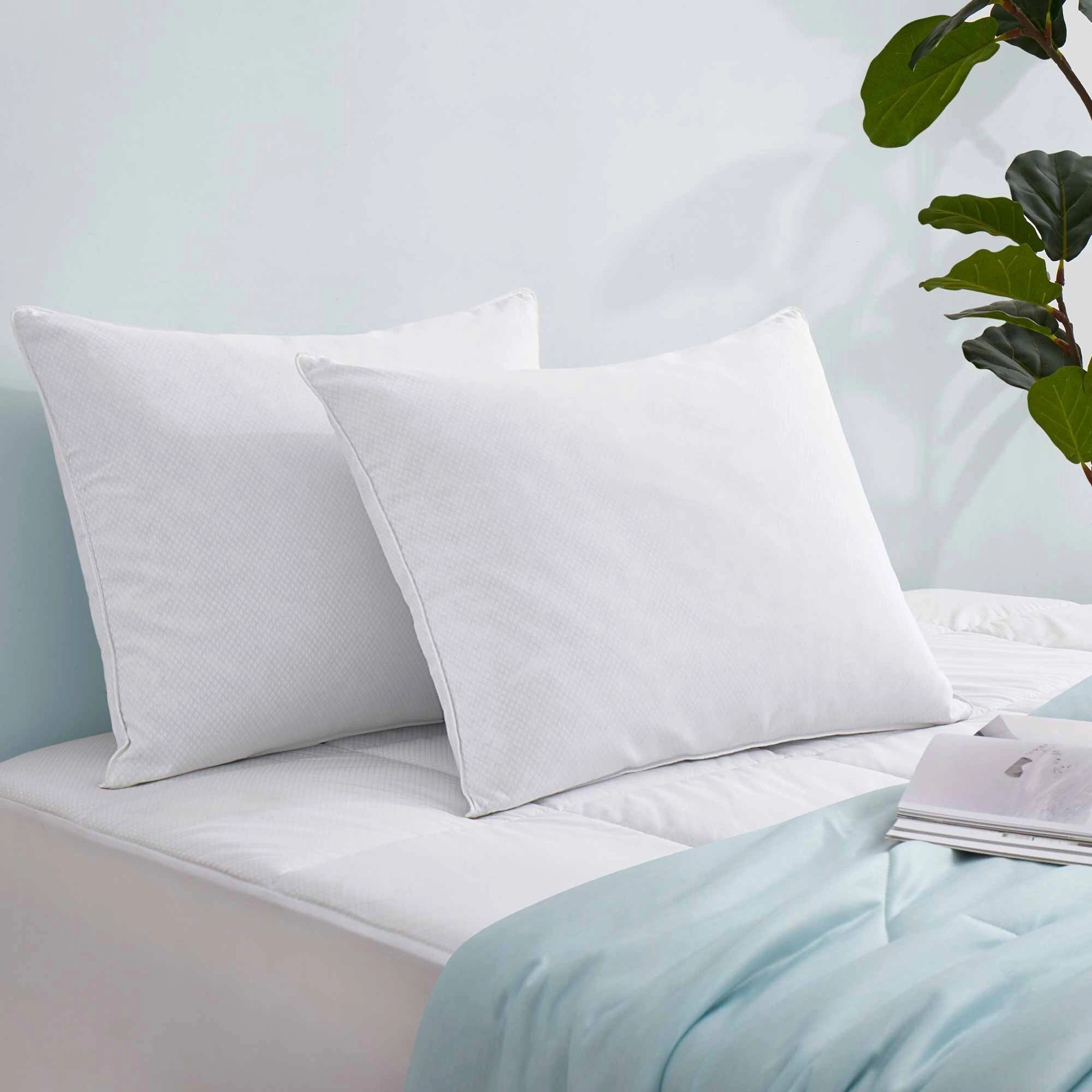 PCM Cooling Goose Feather Down Pillows Set of 2, Cool Touch Bed Pillow - White pillows,bed pillow,sleeping cushion