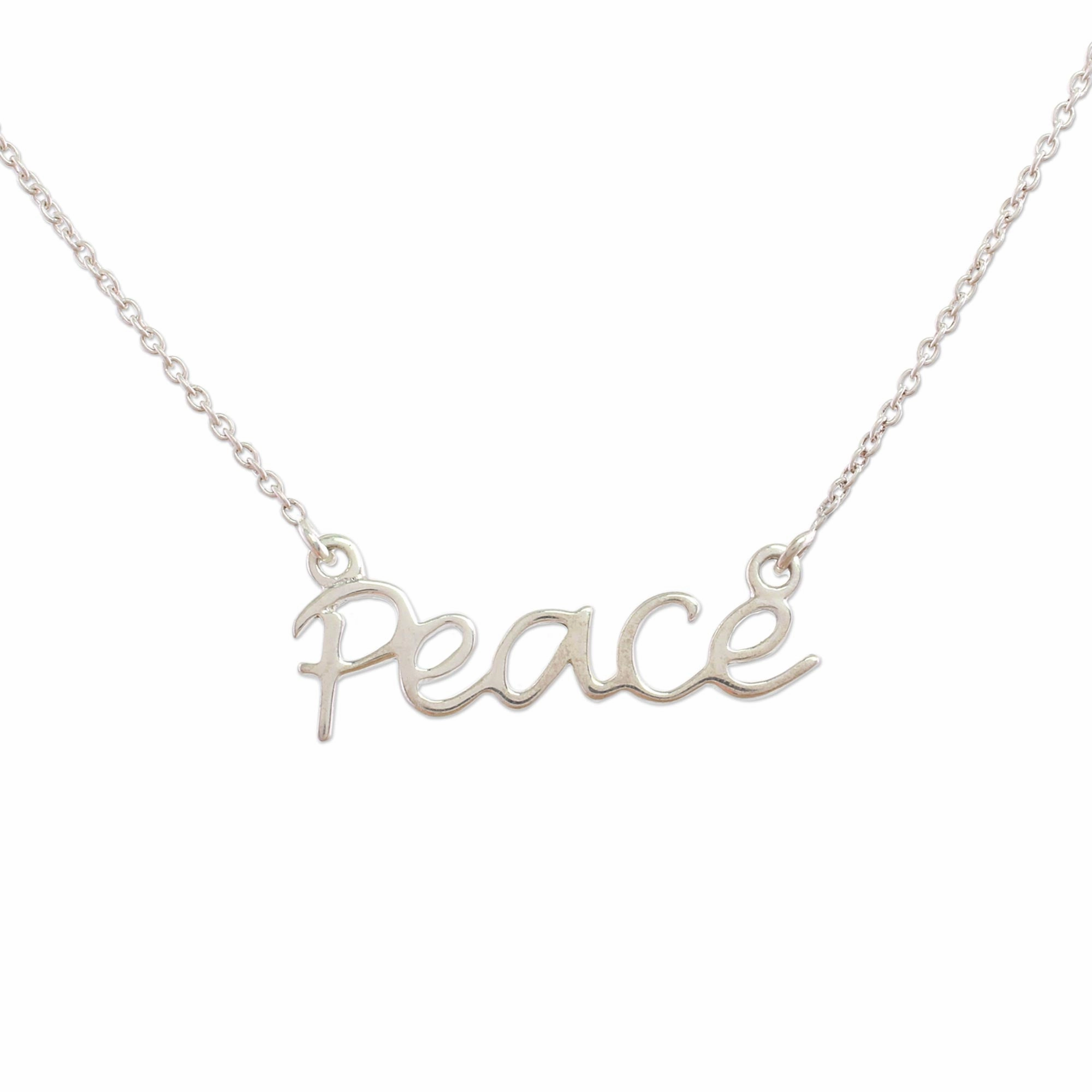 Peace Mantra Silver Pendant Necklace