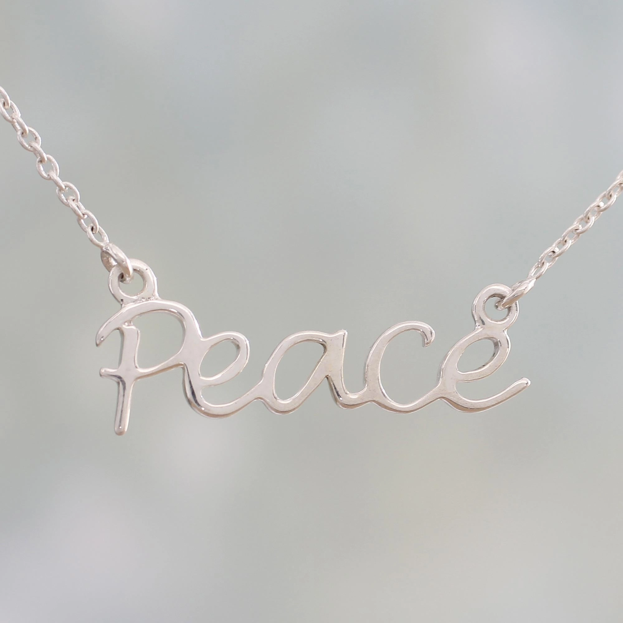 Peace Mantra Silver Pendant Necklace