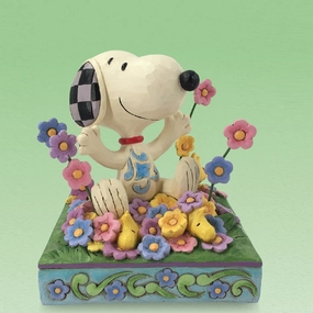Peanuts by Jim Shore Snoopy Bouncing into Spring Figurine Decorative Mirror,Home Decor Mirror