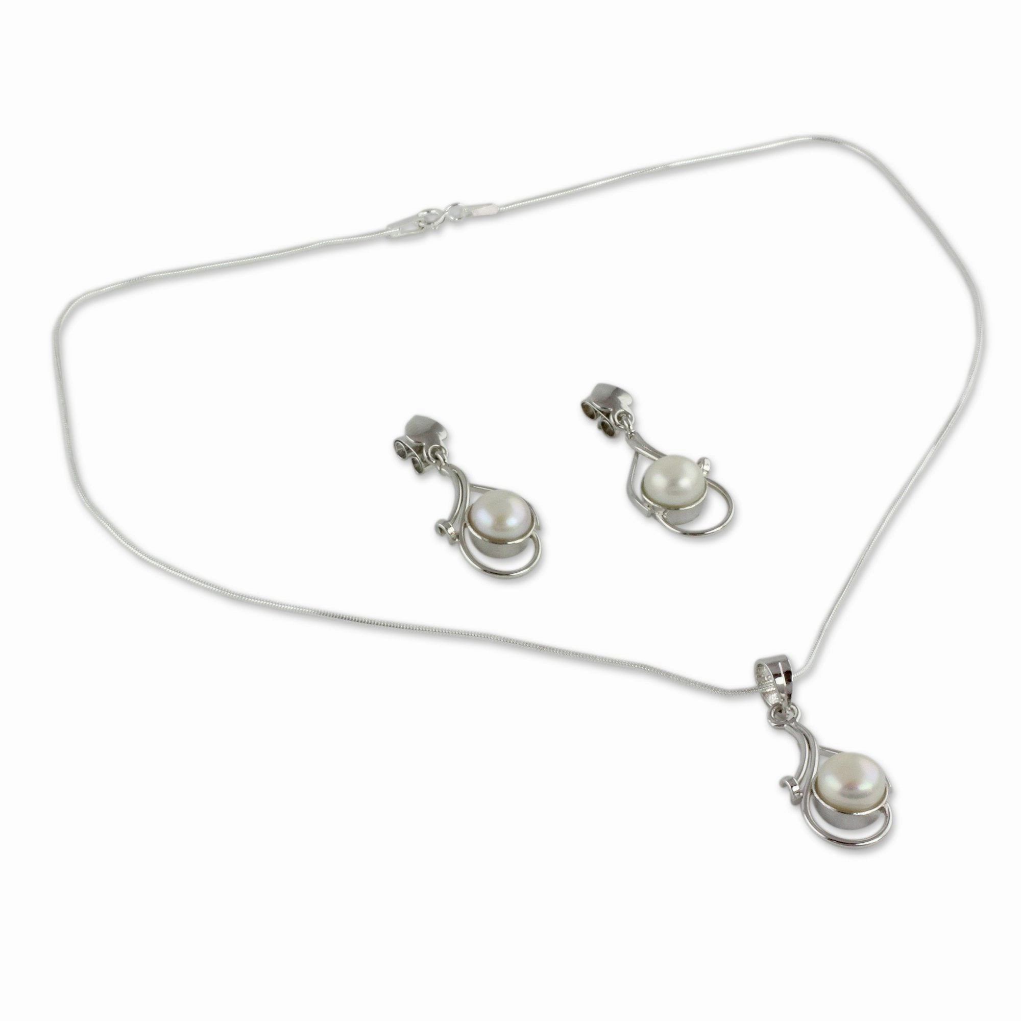 Pearl & Sterling Silver Bridal Jewelry Set