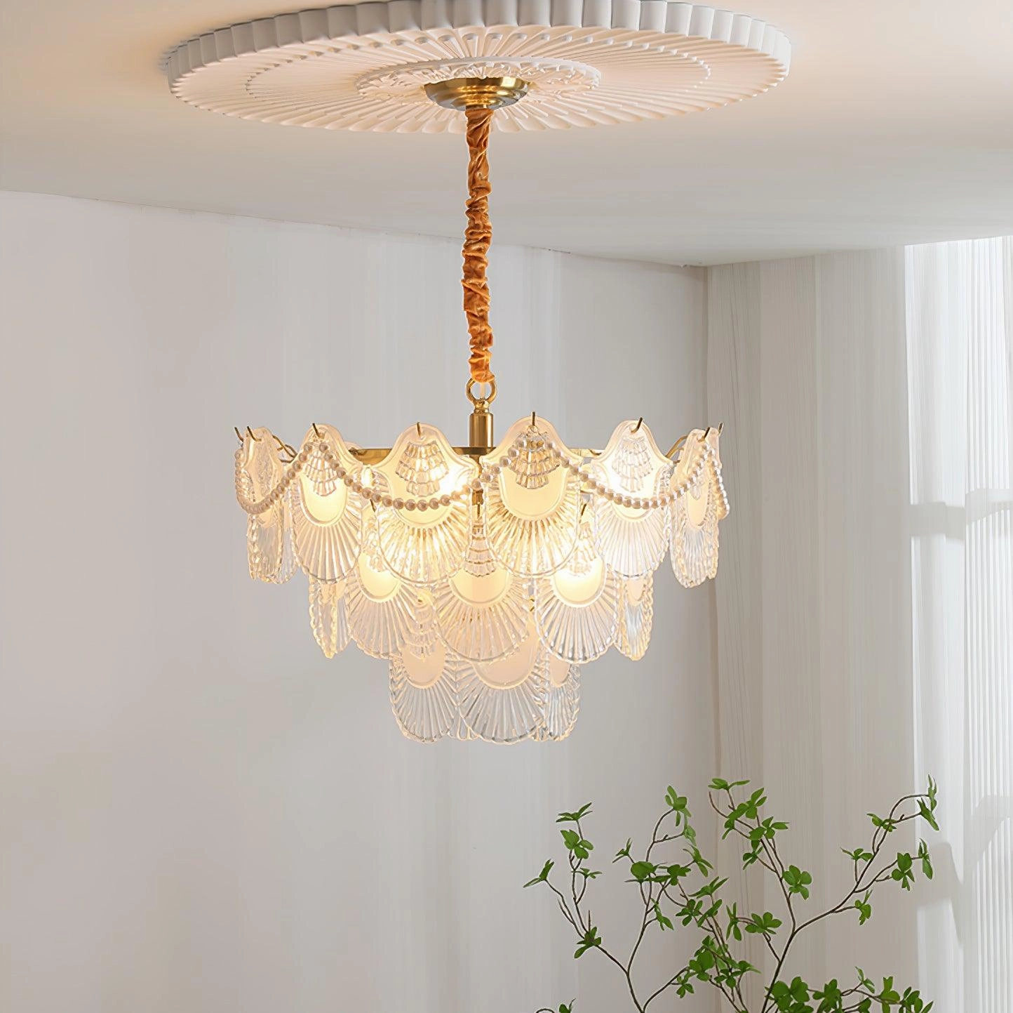 Pearl Glass Shell Chandelier