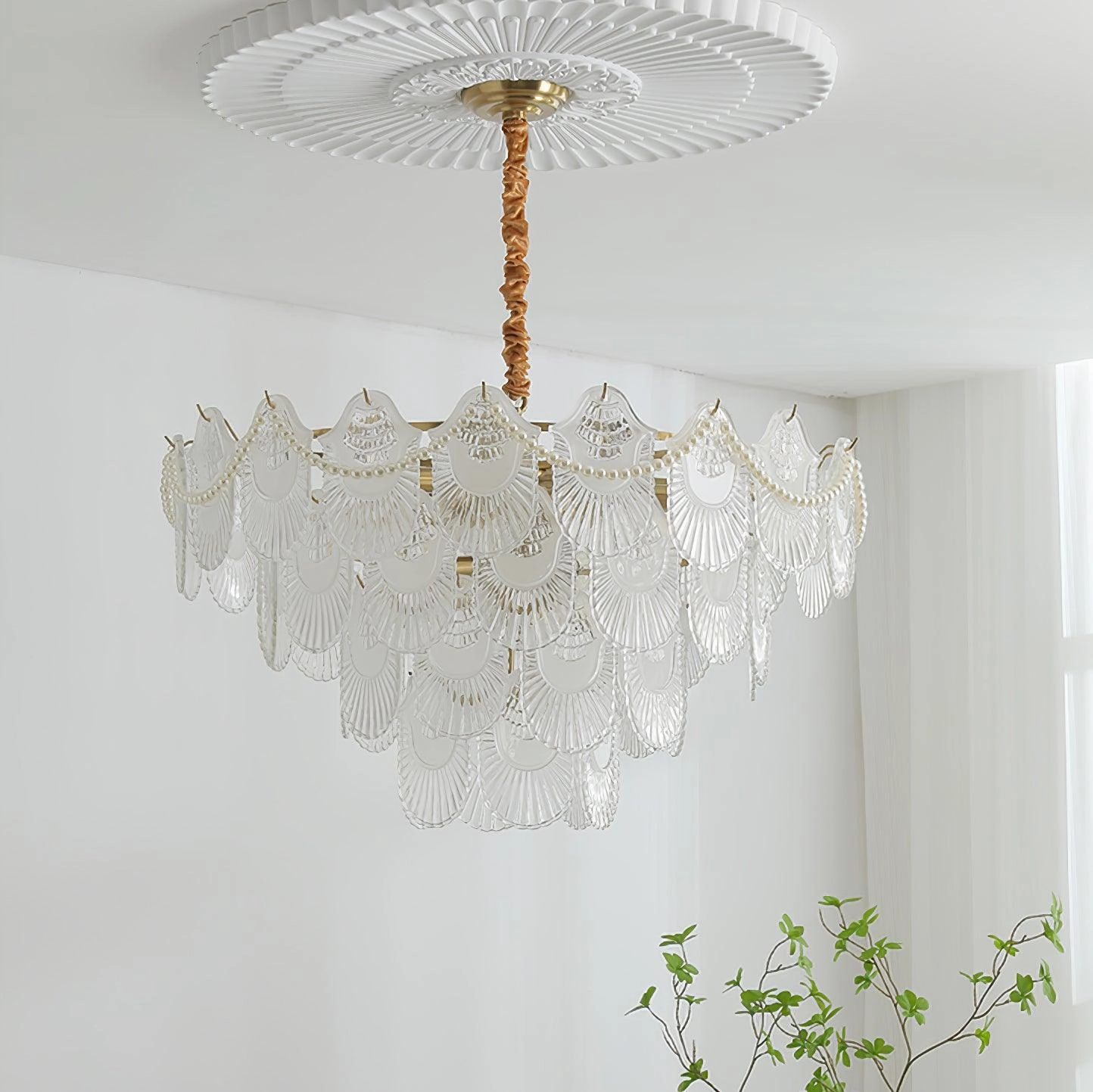 Pearl Glass Shell Chandelier