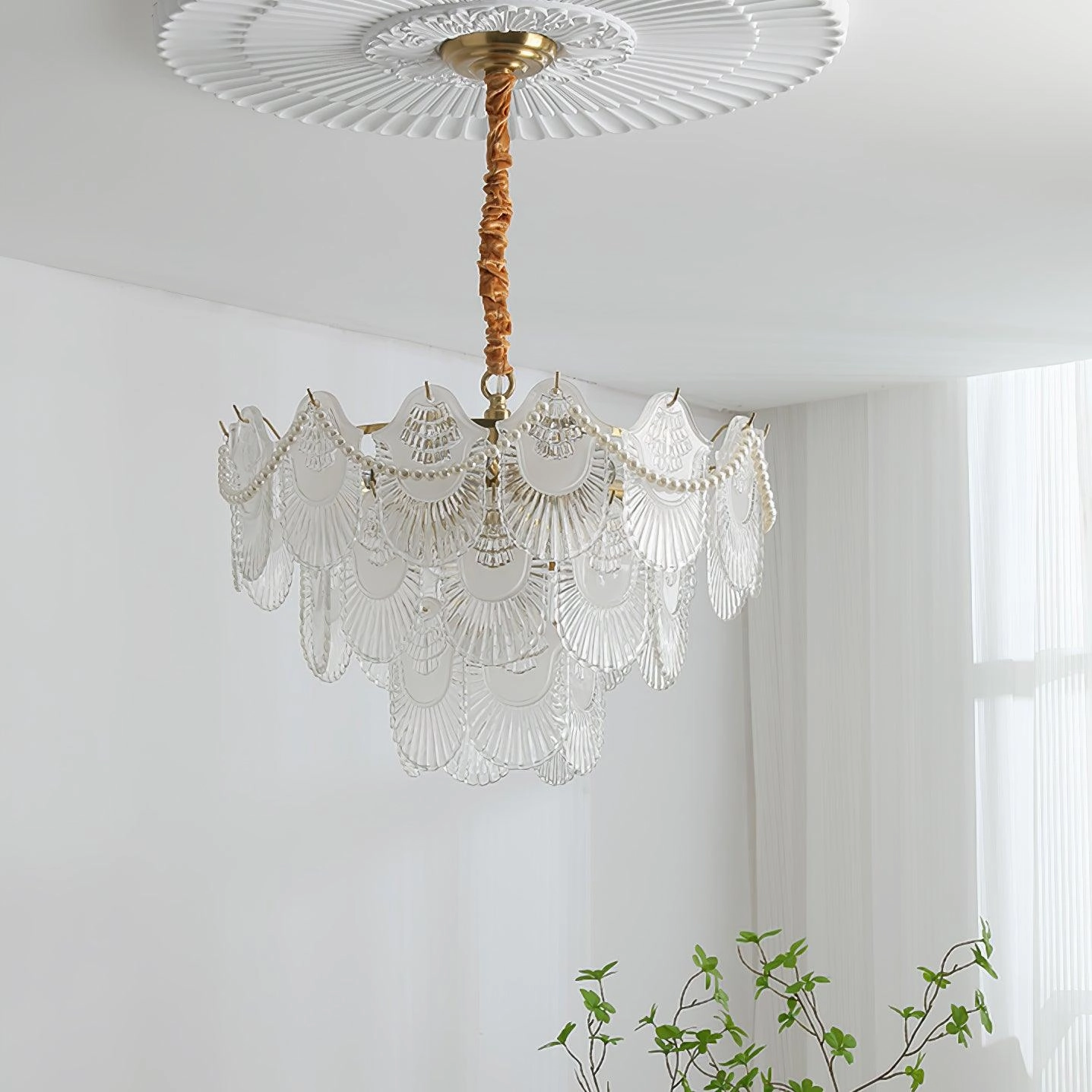 Pearl Glass Shell Chandelier