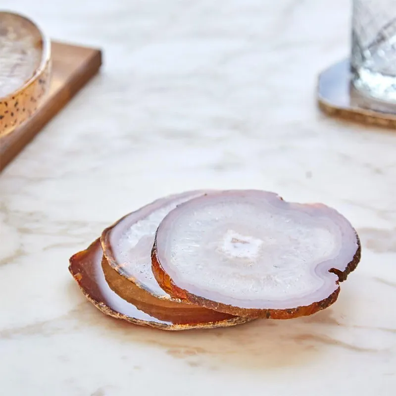 Pedra Set of 4 coasters, approx. D11.5cm, natural