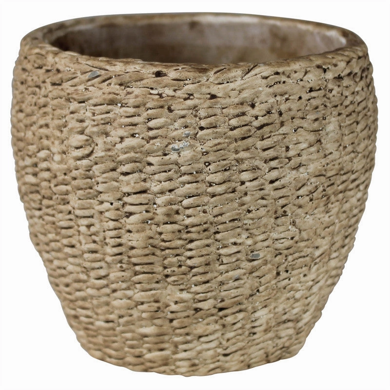 Pedro Basket Cachepot, Cement - Sm Vase,Ceramic Vase