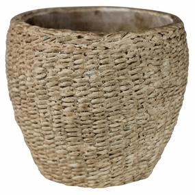 Pedro Basket Cachepot, Cement - Sm Vase,Ceramic Vase
