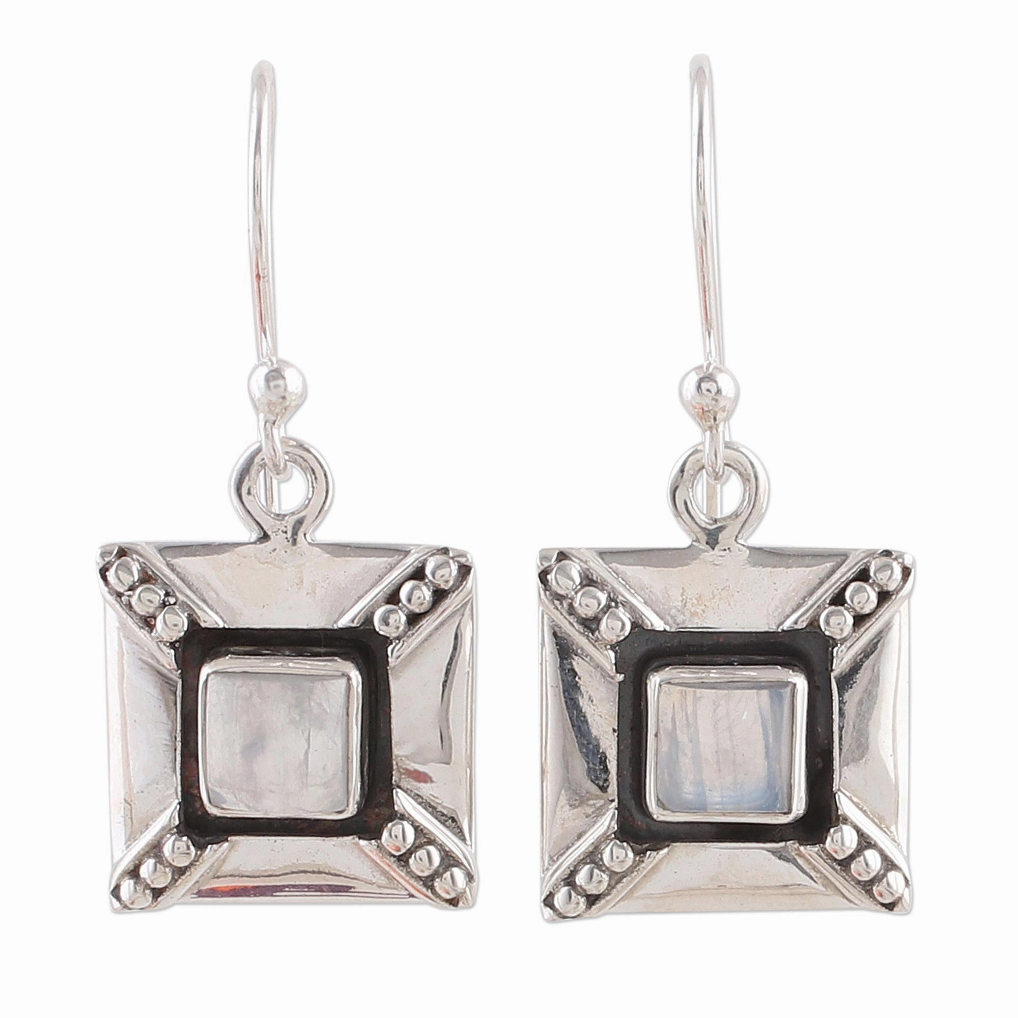 Perfect Poise Handcrafted Rainbow Moonstone Sterling Silver Earrings