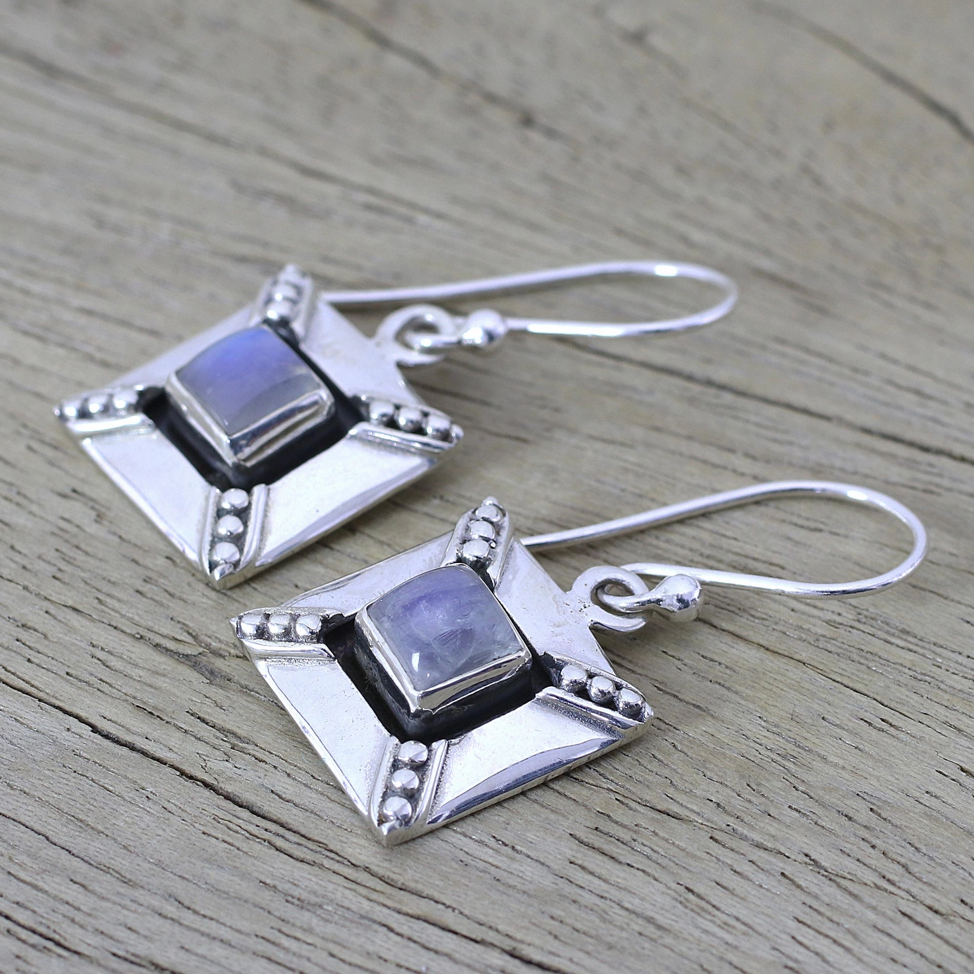 Perfect Poise Handcrafted Rainbow Moonstone Sterling Silver Earrings