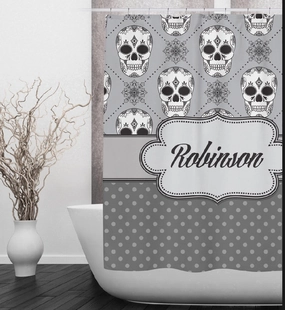 Personalized Skull Shower Curtains and Optional Bath Mats Lighting,Lamps Fixtures