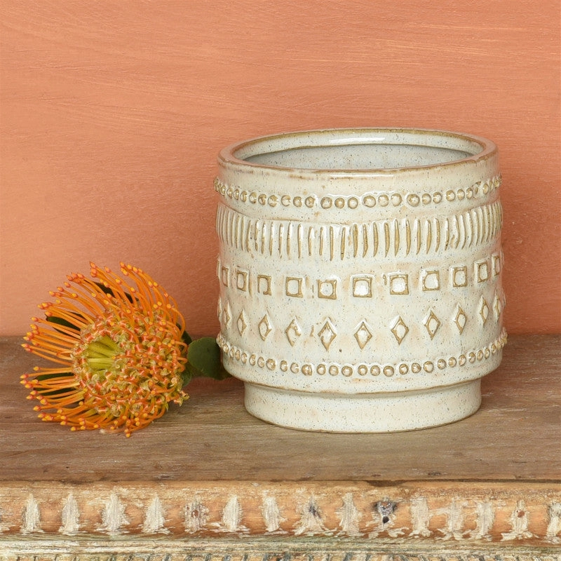 Peru Cachepot, Ceramic - Sm - White