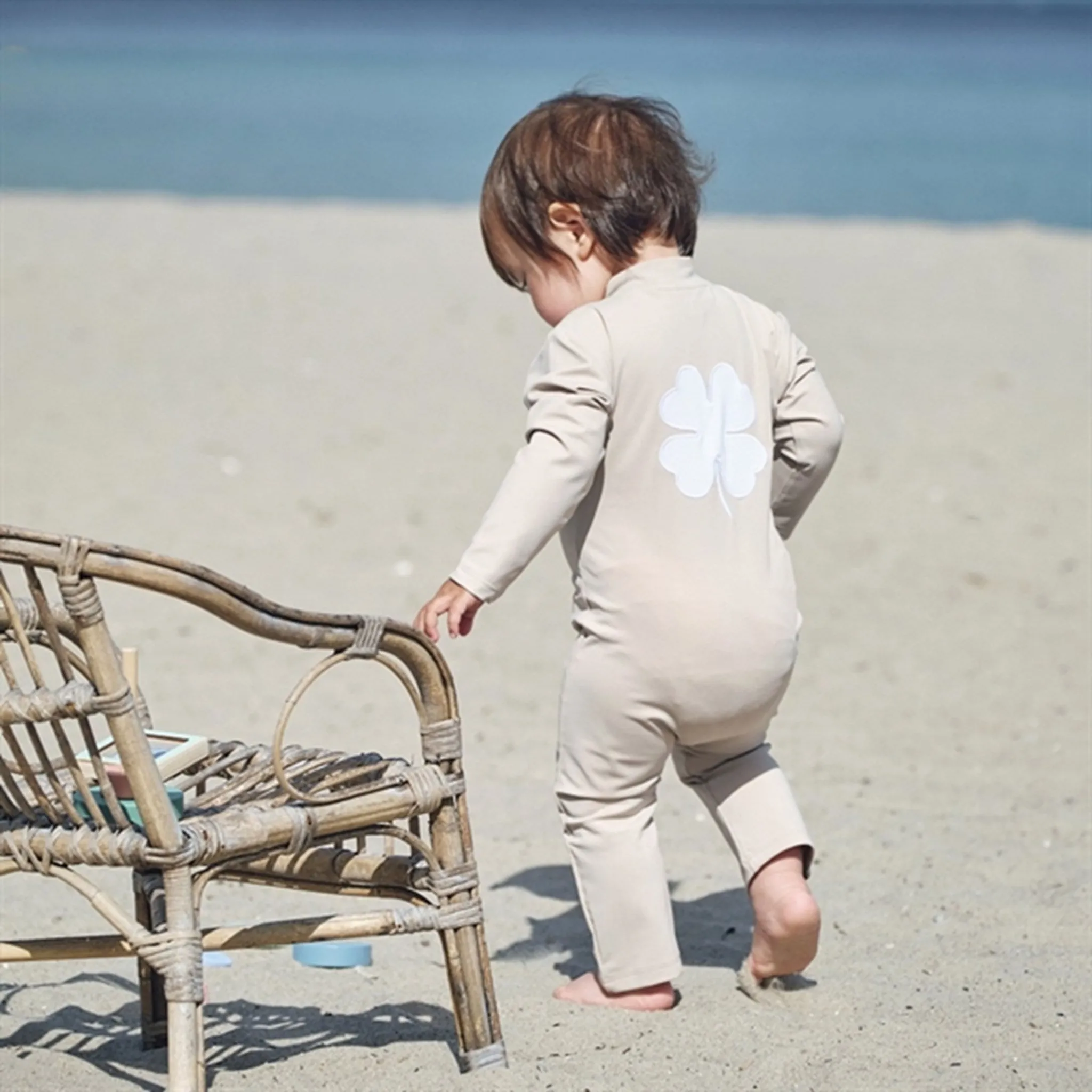 Petit Crabe Latte Lou Onesie with Zipper