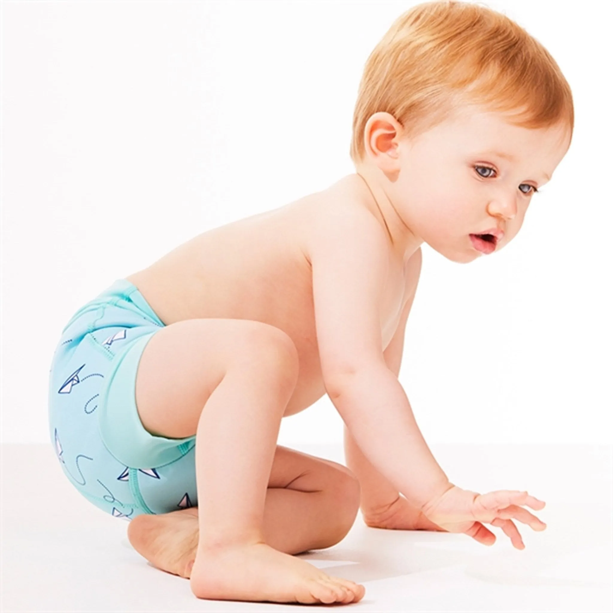 Petit Crabe Latte/Blue Multi Color Onesie with Zipper