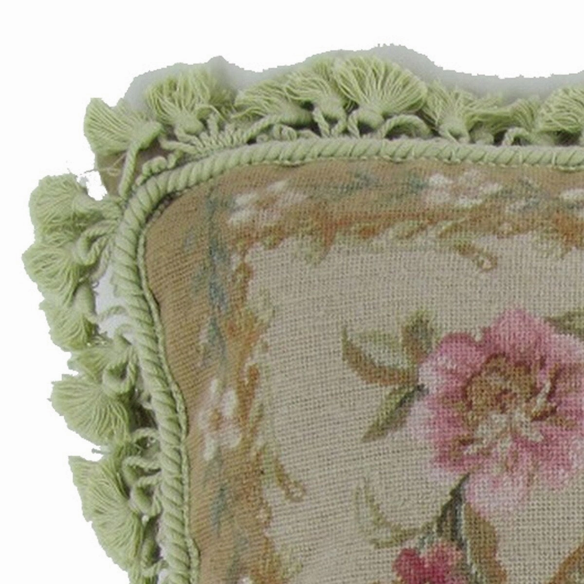 Pillow with Floral Design Fabric and Embroidered Edges, Multicolor