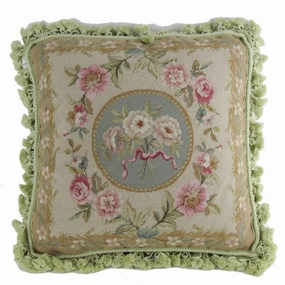 Pillow with Floral Design Fabric and Embroidered Edges, Multicolor pillows,bed pillow,sleeping cushion