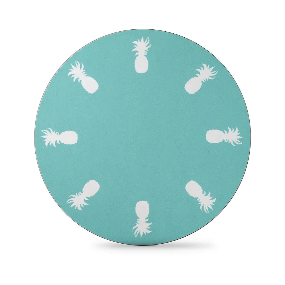 Pineapple Round Table Mat Set of 4, Aqua tufted headboard, king headboard
