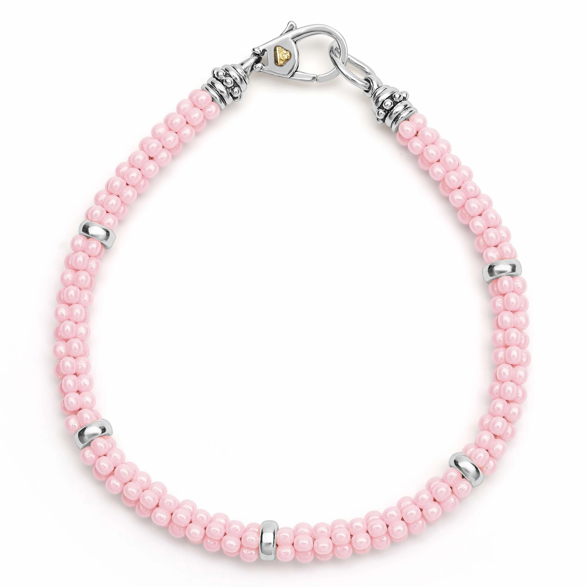 Pink Caviar Pink Five Silver Station Ceramic Bracelet | 5mm