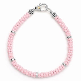 Pink Caviar Pink Five Silver Station Ceramic Bracelet | 5mm
