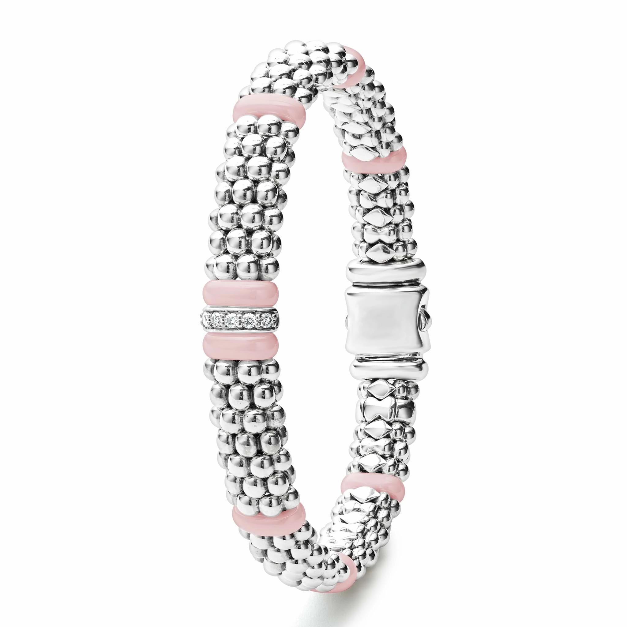 Pink Caviar Pink Single Station Diamond Caviar Bracelet | 9mm