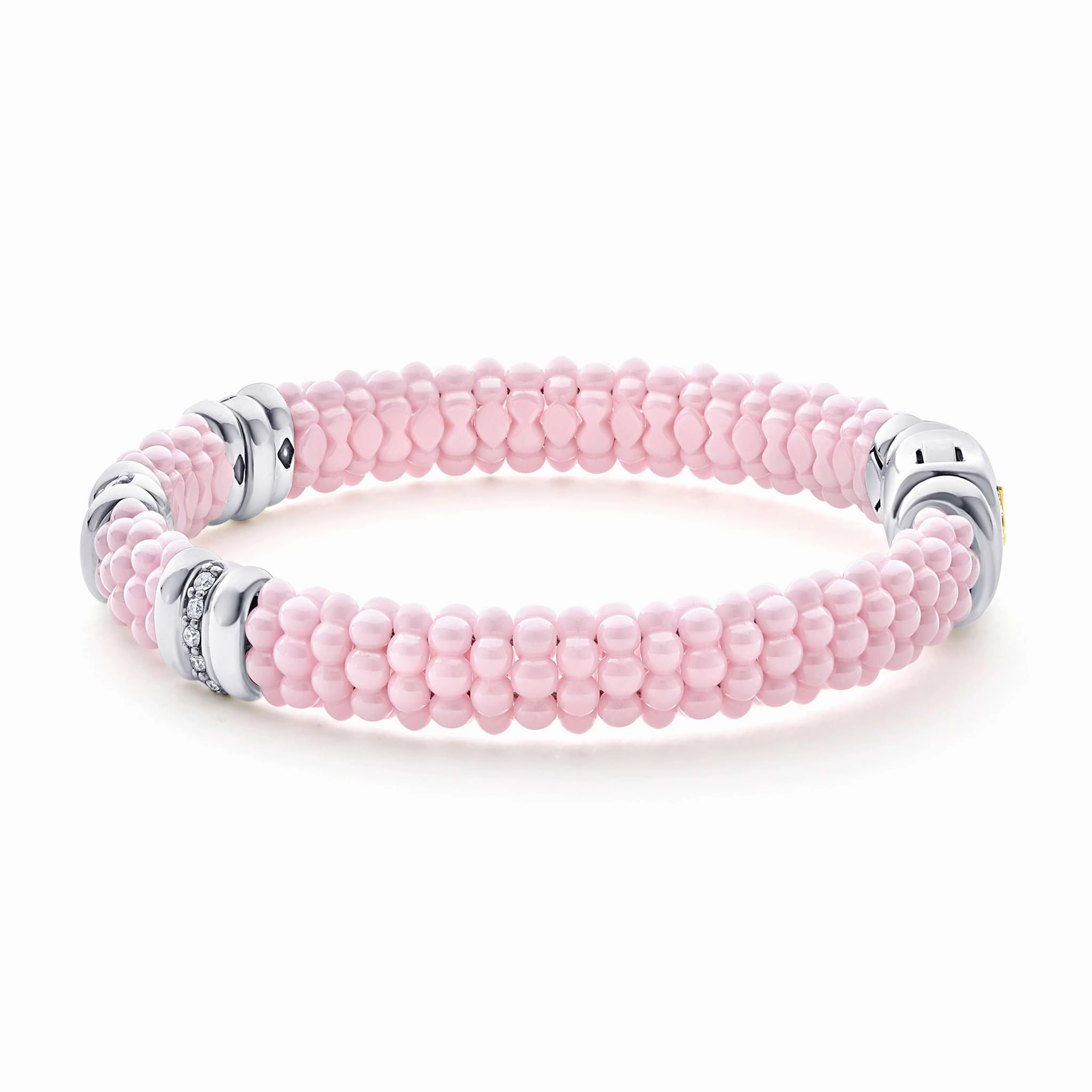 Pink Caviar Pink Three Station Diamond Caviar Bracelet | 9mm