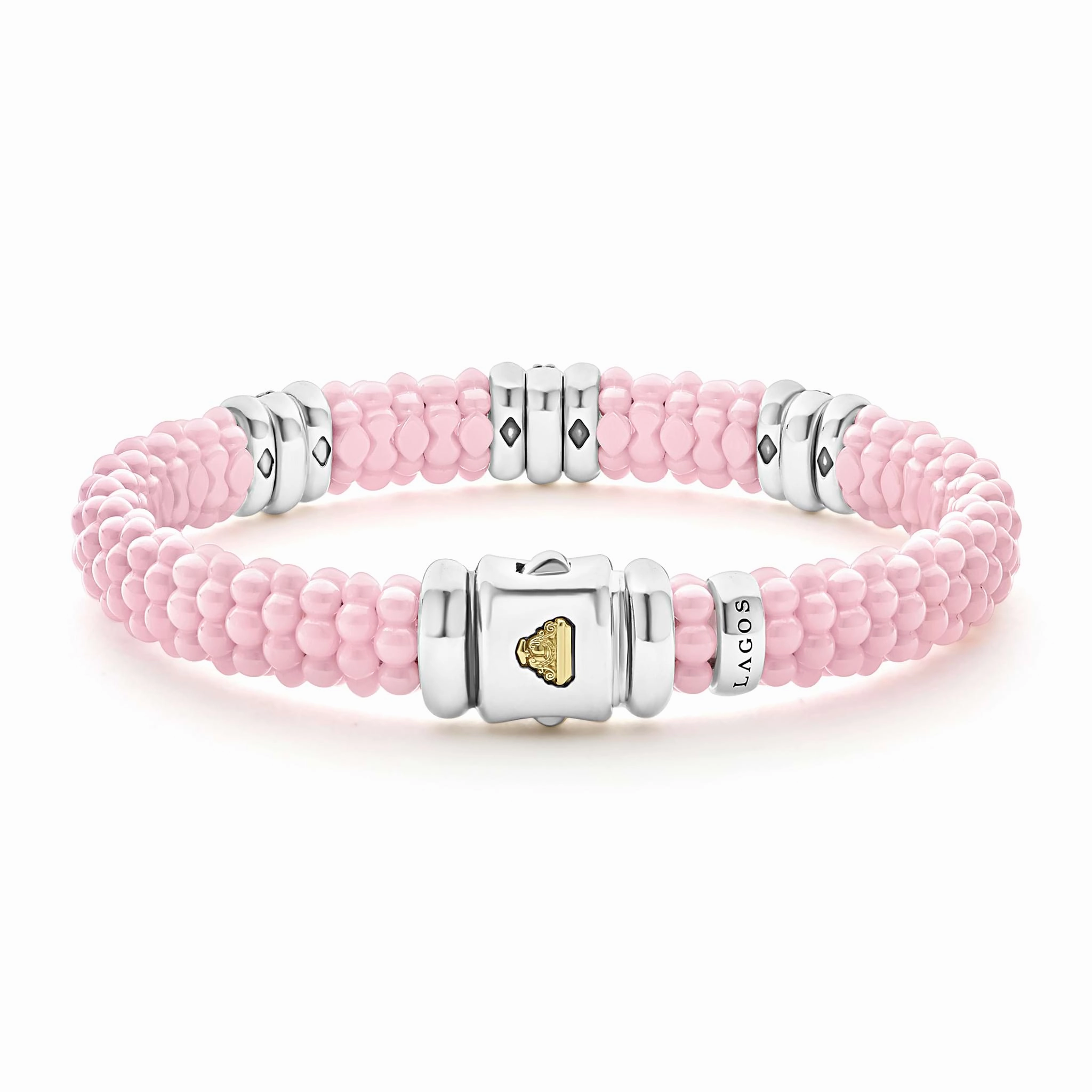 Pink Caviar Pink Three Station Diamond Caviar Bracelet | 9mm