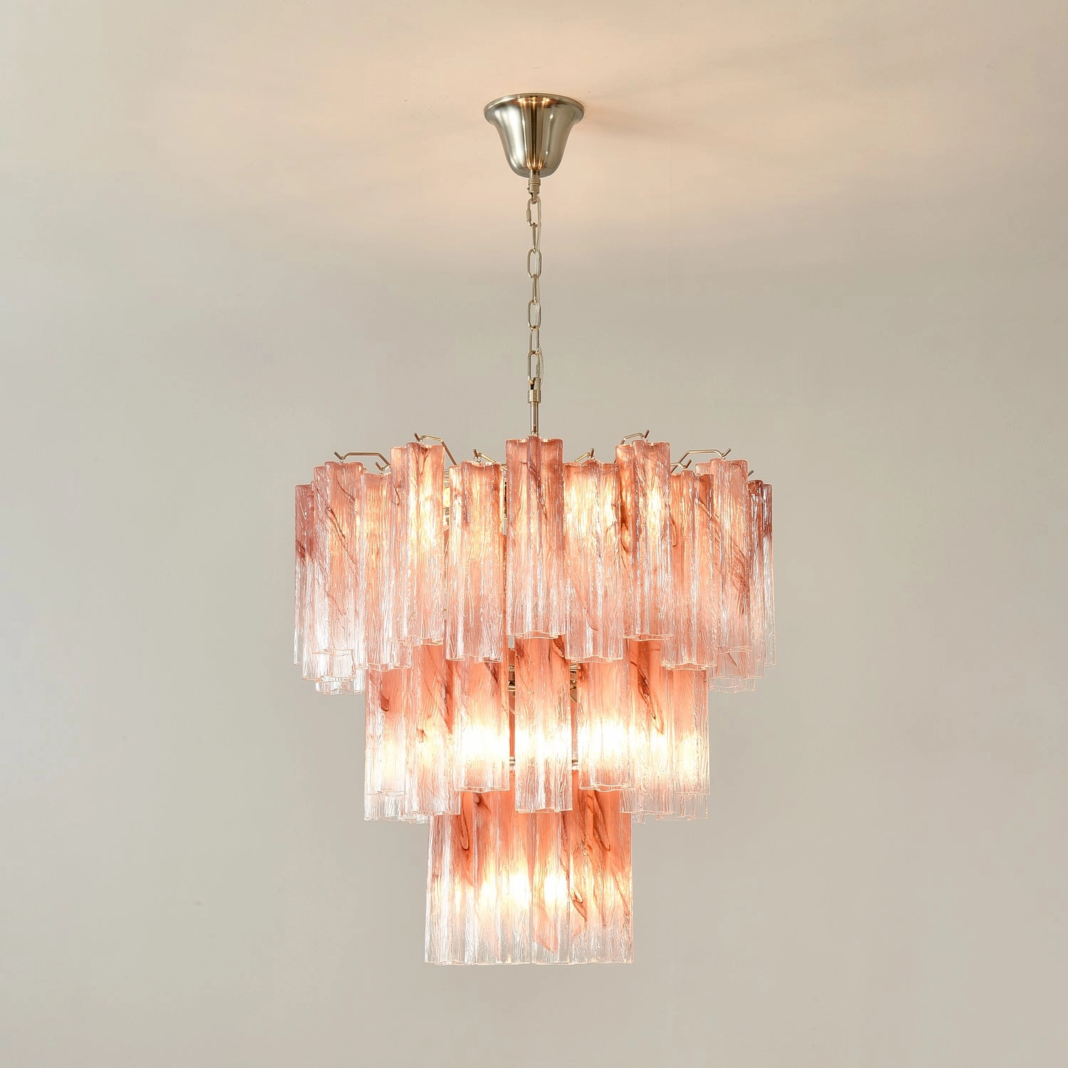 Pink Glass Tubes Chandelier