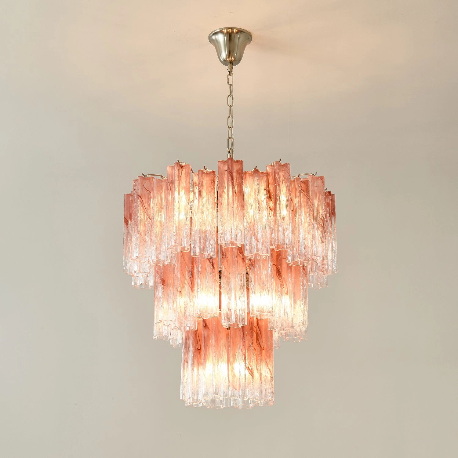 Pink Glass Tubes Chandelier