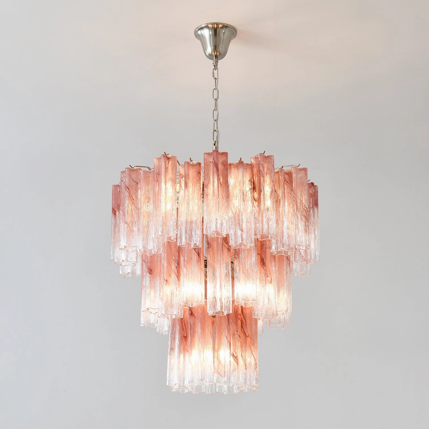 Pink Glass Tubes Chandelier