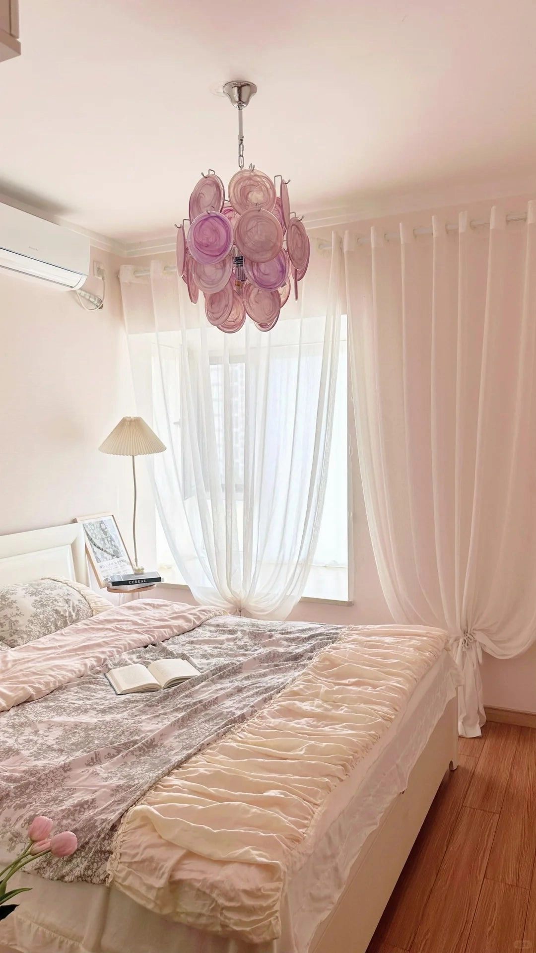 Pink Murano Disc Glass Chandelier