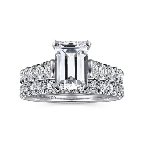 Piper - 14K White Gold Emerald Cut Diamond Engagement Ring (Setting Only)