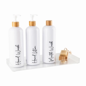Plastic Pump Bottles with Acrylic Tray Pack - 500ml Bottles Figurines,Decorative Ornaments