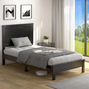 Platform Bed w/ Rubber Wood Legs & Integrated Headboard | Wooden Bed Frame bed frame, queen bed