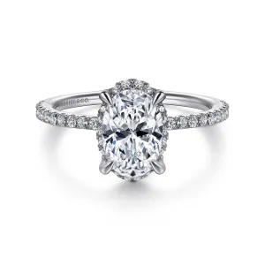 Platinum 'Hart' Hidden Halo Oval Diamond Engagement Ring