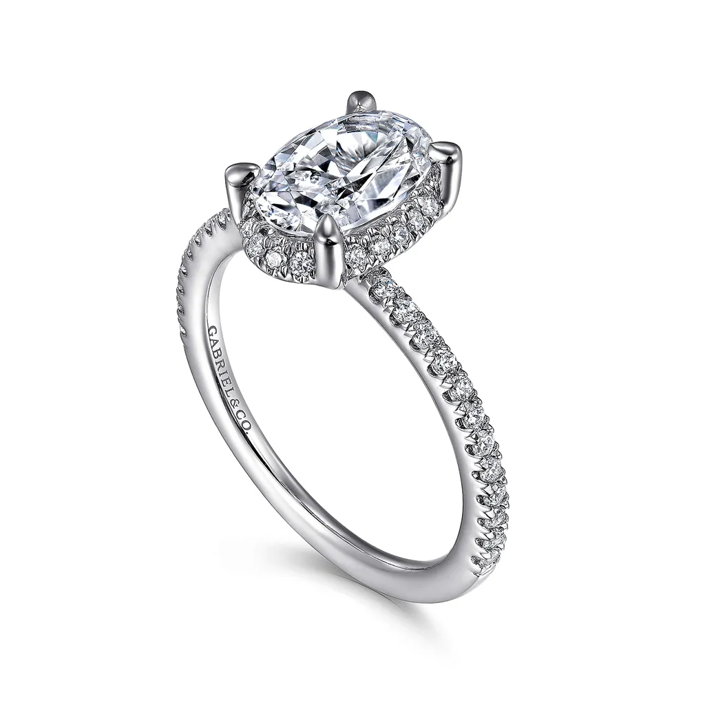 Platinum 'Hart' Hidden Halo Oval Diamond Engagement Ring