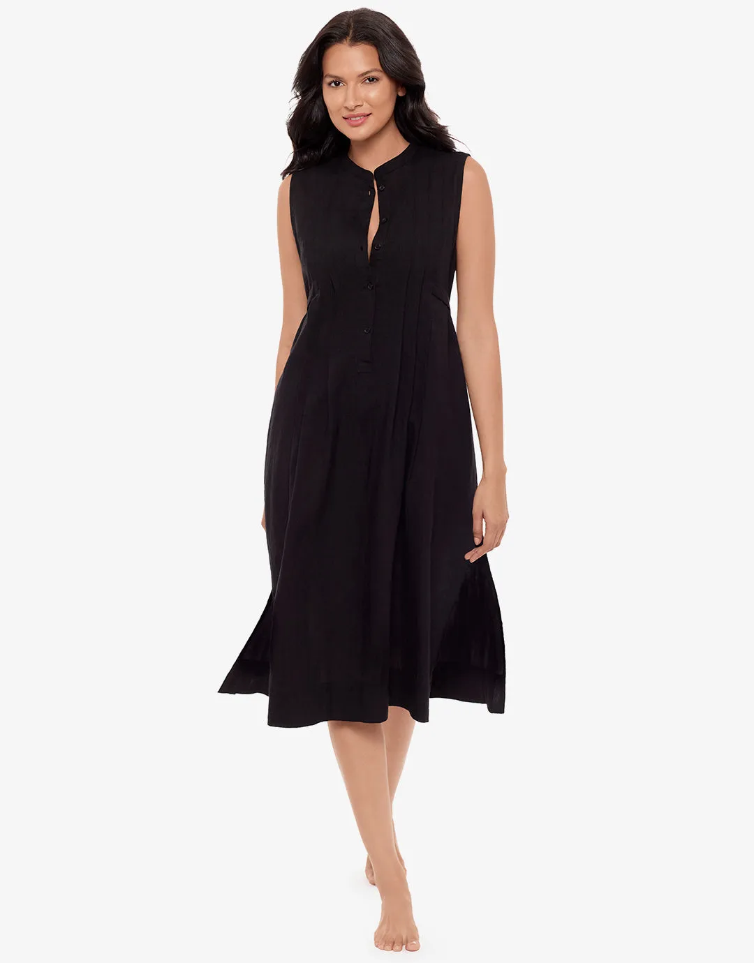 Pleated Beach Dress - Black