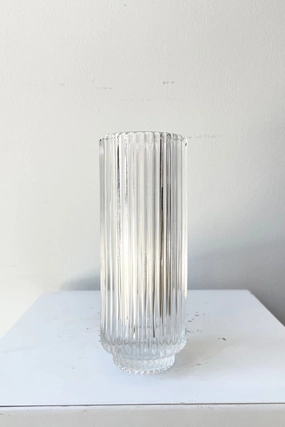 Pleated Clear Glass Vase 6 1/4"" Vase,Flower Vase