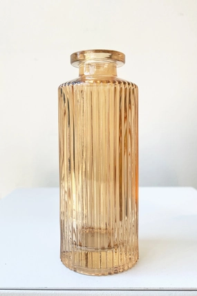 Pleated Medicine Bud Vase amber Vase,Flower Vase