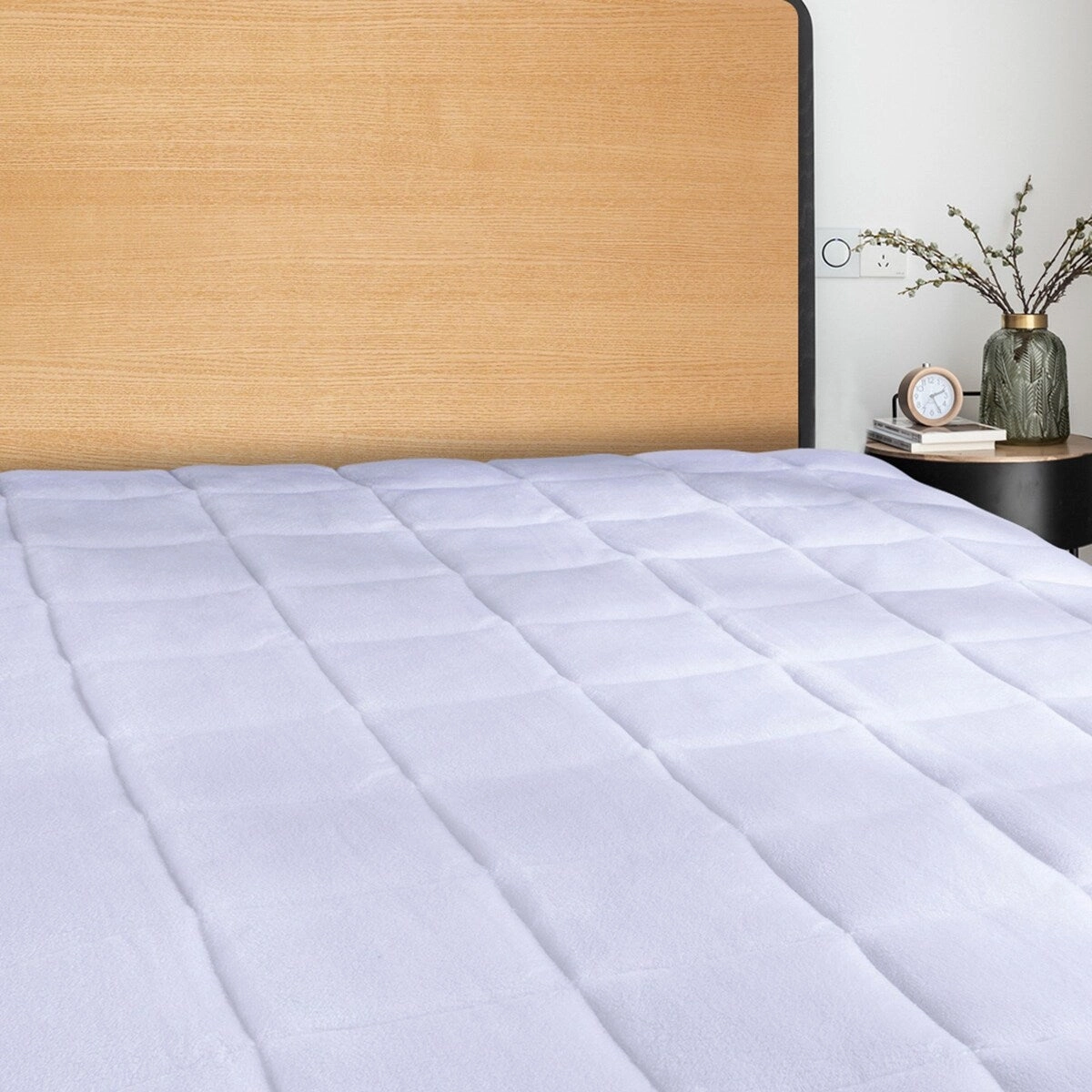 Plush Top Down Alternative Mattress Pad with Synthetic Cover Fits 18" Mattress - Vegan - White mattress pads,mattress topper,bed protection