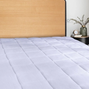 Plush Top Down Alternative Mattress Pad with Synthetic Cover Fits 18" Mattress - Vegan - White mattress pads,mattress topper,bed protection