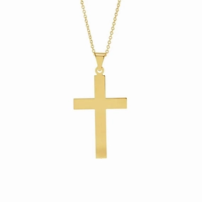 Polished Cross Necklace in Yellow Gold